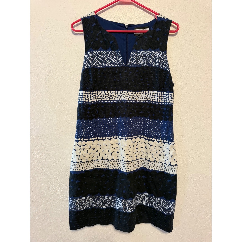 Banana Republic Marimekko Blue White Dot Linen Blend Shift Dress 6
